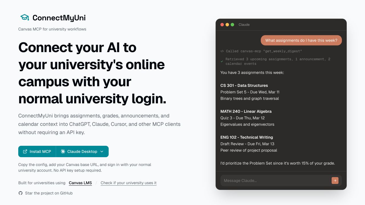 ConnectMyUni homepage