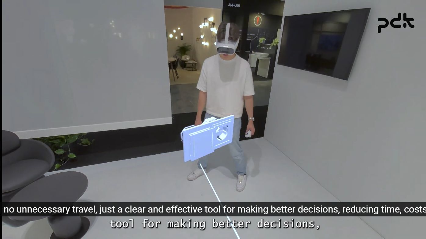 The Virtual Layer mixed-reality showroom with a virtual product in the room